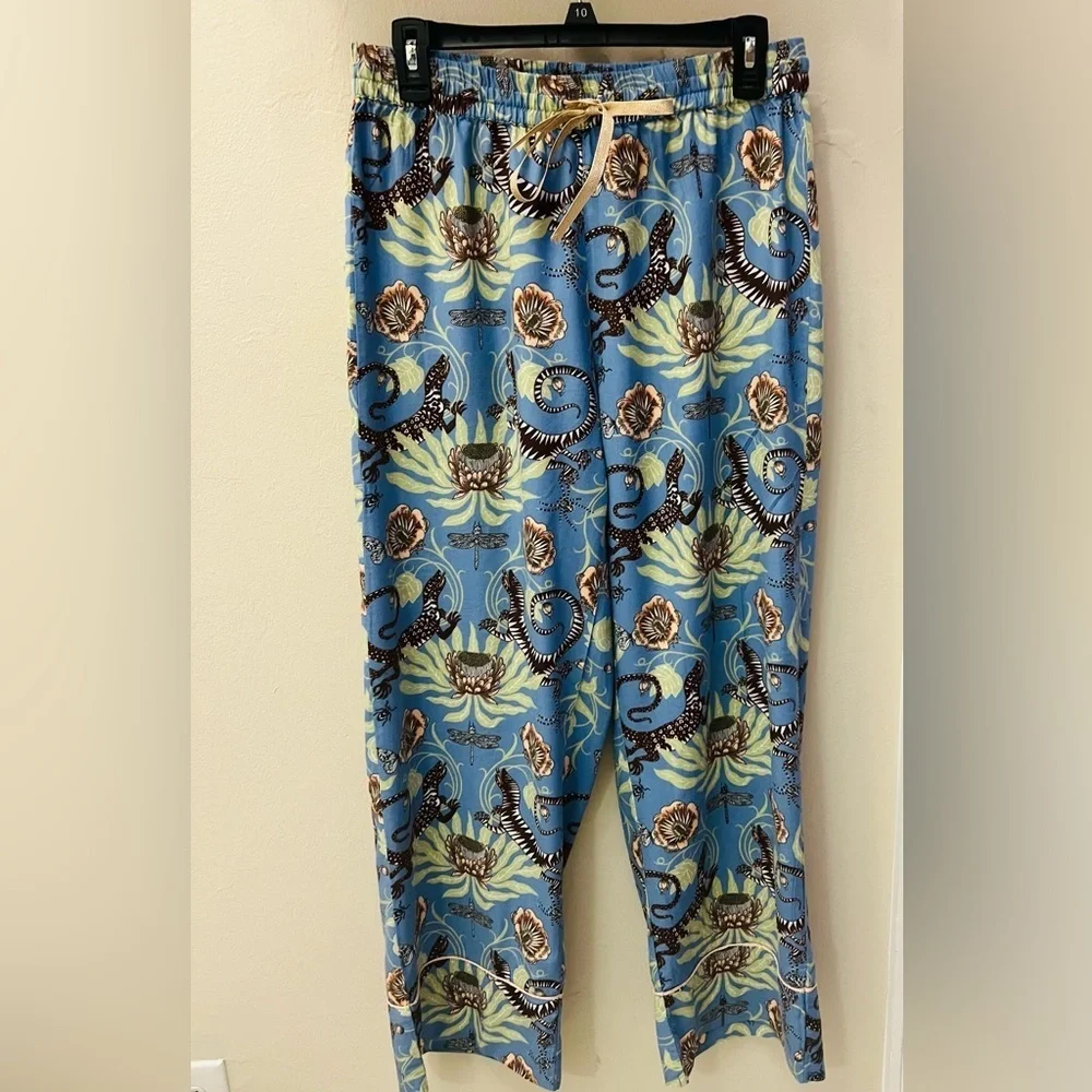 🍁anthropologie🍁Floral Blue and Brown Pajama Pants